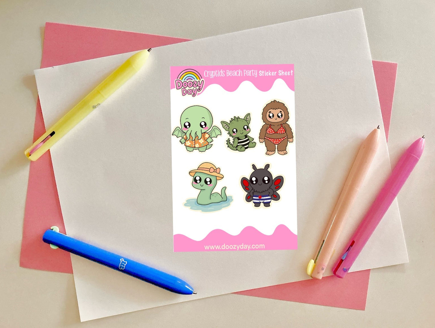 Cryptids Beach Party Sticker Sheet